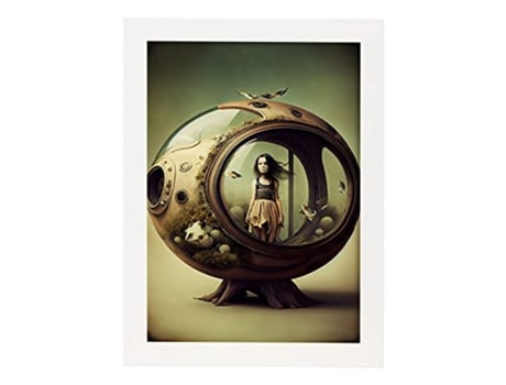 NACNIC Poster Proteccion En Estilo Surrealismo Cinematográfico Ilustraciones Y Grabados De Historieta Abstracta Y Artística A4 Marcos Blancos