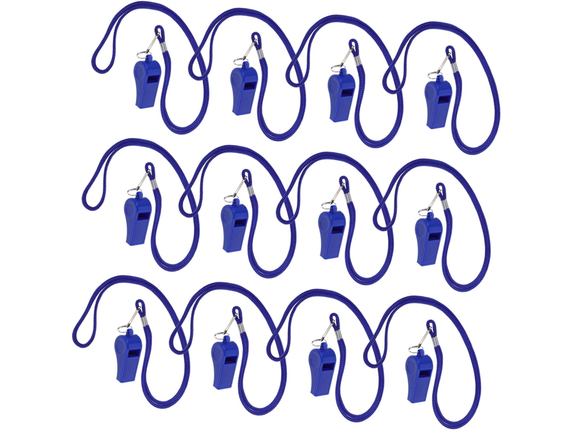 Juego de 36 silbatos de supervivencia de plástico con cordón, azules, potentes silbato de emergencia para senderismo y deportes Slowmoose