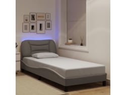 Estructura De Cama Con Led Sin Colchón Tela Taupe 80x200 Cm