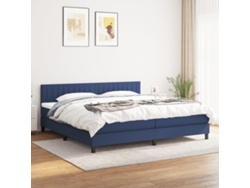 Cama Box Spring Con Colchón Tela Azul 200x200 Cm