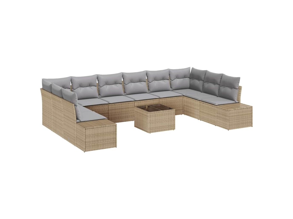Maison Exclusive - Conjunto De Sofás De Jardín Con Cojín 10 Pcs Beige Y Gris Claro