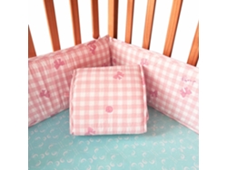 Juego De Protectores De Cuna Panoona 4 Piezas (2 X 132 Cm + 2 X 68,5 Cm) A Cuadros Rosas
