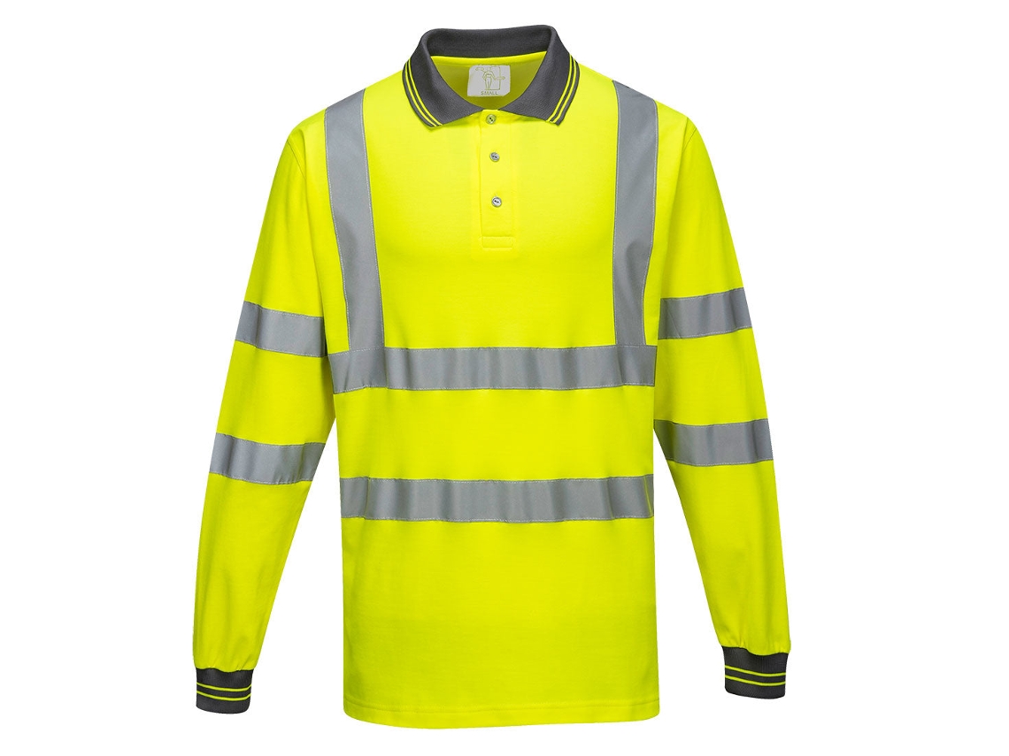 Polo de algodón cómodo naranja, manga larga, alta visibilidad / XXL