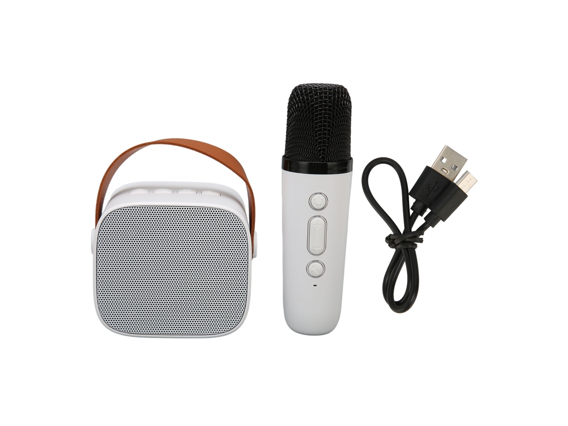 Altavoz Y Micrófono Bluetooth Con Sonido Estéreo Hd, Recargable, Portátil, Máquina De Karaoke Retro Para Fiestas, Color Blanco.