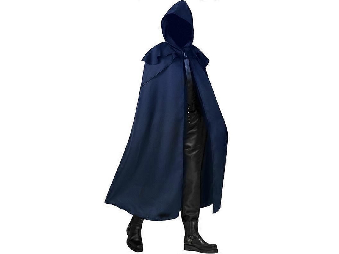 Capa De Monje Medieval Mago Para Adultos Disfraz Halloween Carnaval Fiesta Cosplay Azul Xl