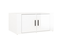 Mesa De Centro Con Dos Compartimentos, Diseño Moderno Y Contemporáneo, 80 X 50 X 36 Cm, Madera De Ingeniería Blanca Dec038138