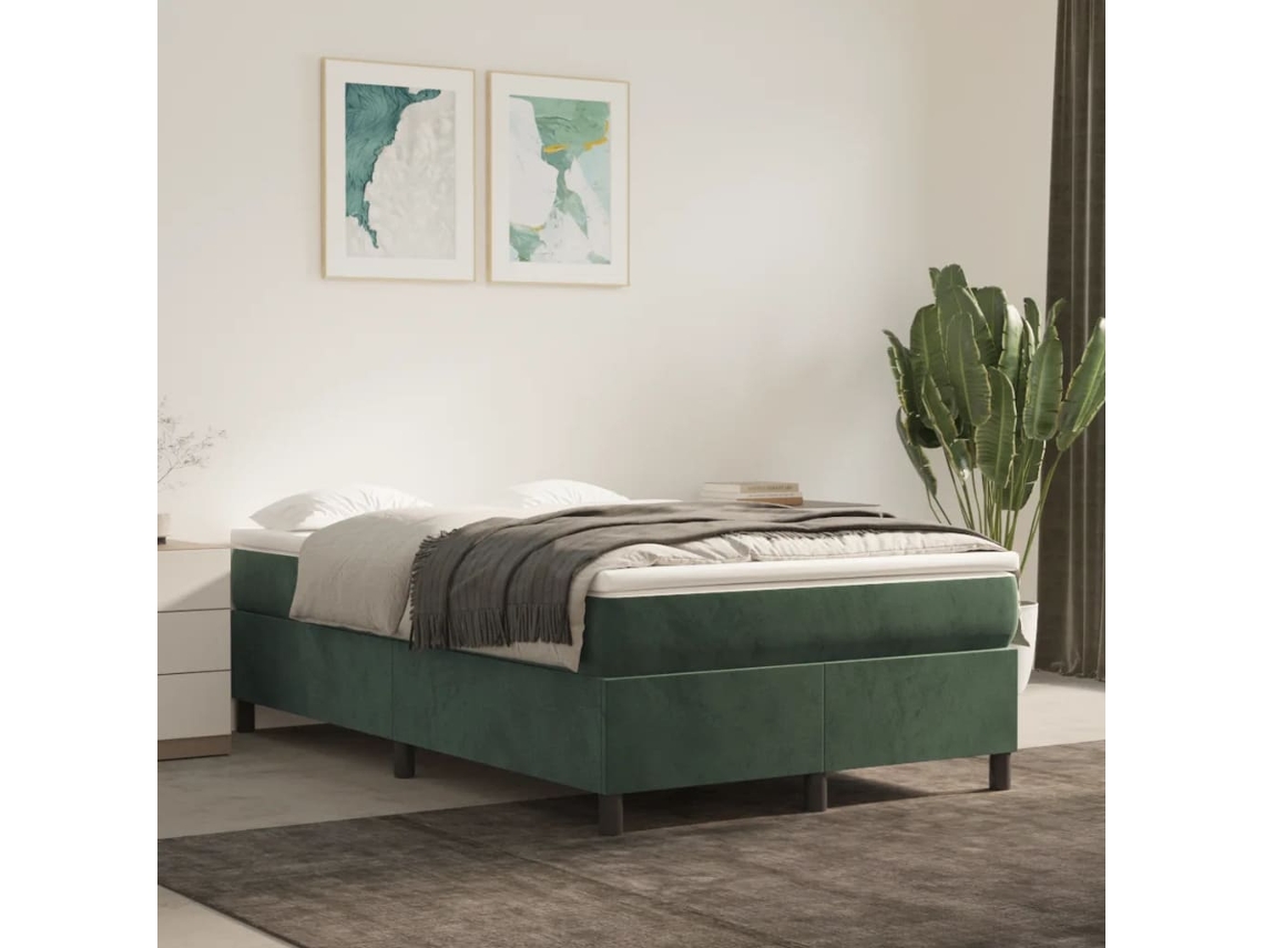 Estructura Cama Sin Colchón Terciopelo Verde Oscuro 120x200 Cm