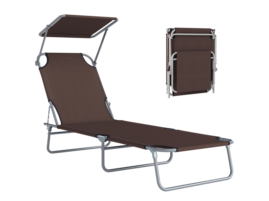 Tubo Jardín Plegable, Toldo, Reclinable, 187x58x77cm, Marrón