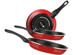 Conjunto de 3 Sartenes FAGOR Optimax Pan Matt Red (Diámetros: 20cm - 24cm - 28cm)