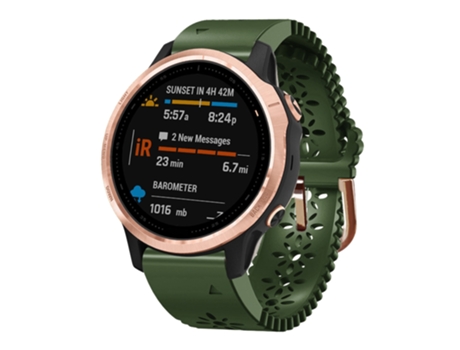 Correa Smartwatch para Garmin Fenix 6S 20mm Mujer Silicona con Punzón de Cordón (Verde Ejército)