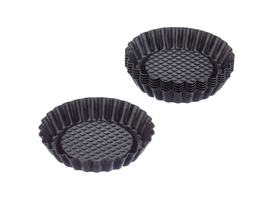 Encantadores mini muffins de tarta, moldes de acero al carbono sin revestimiento, perfectos para creaciones dulces y saladas, resistentes al calor.