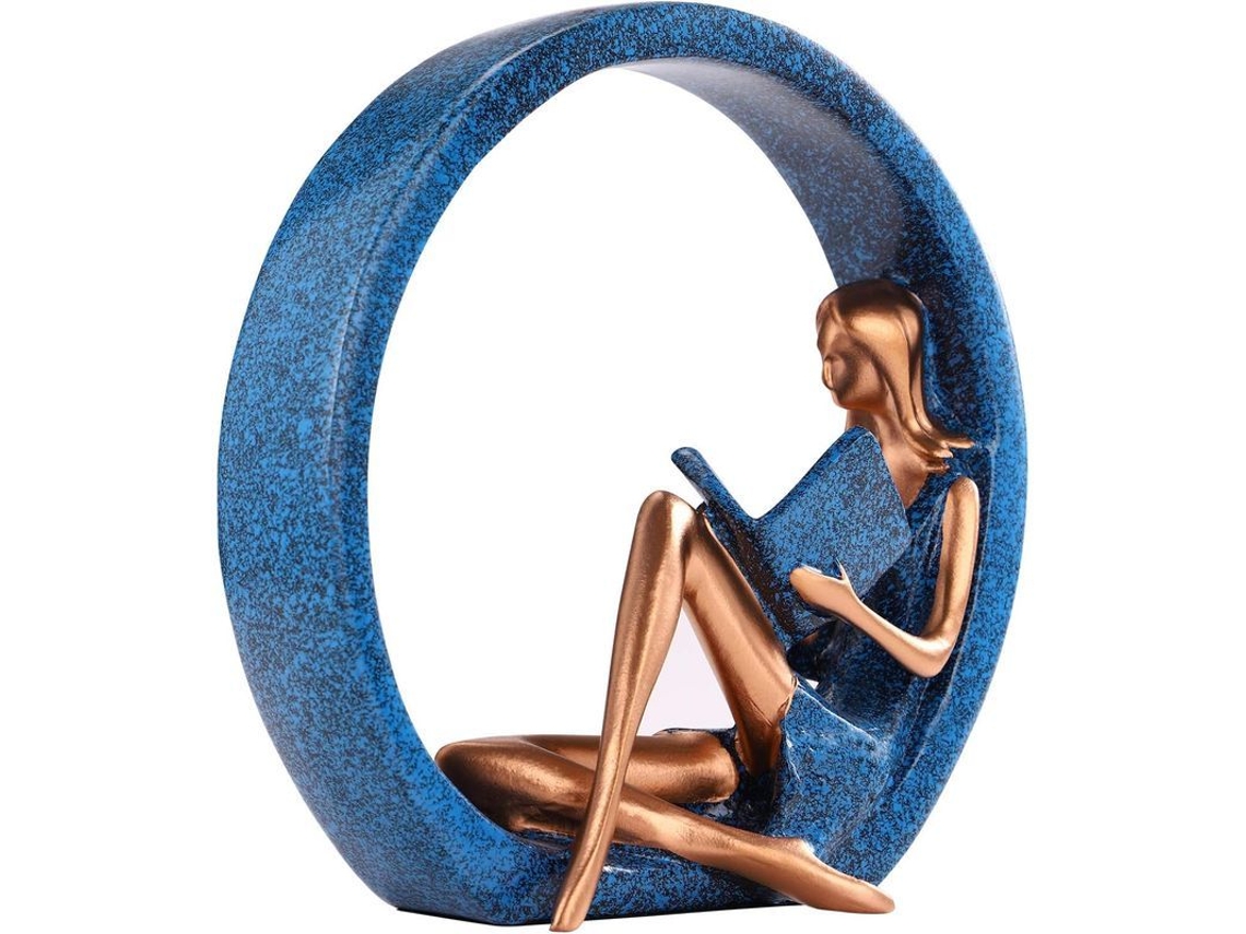 Estatua Decorativa De Una Niña Leyendo Para La Sala De Estar, Escultura De Pared Hecha A Mano.