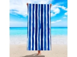 Toalla de playa de microfibra a rayas Yuysan, de alta absorción y secado rápido, 150 x 75 cm, modelo ST205, color azul.