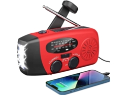 Radio Solar De Emergencia Am/fm Con Manivela Y Linterna Led, Batería De 2000 Mah (roja), Chrui