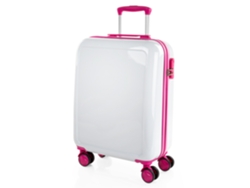 Maleta Pc Pequeña ITACA Stickers blanco-fucsia (40X55x20 Cm - 34L)