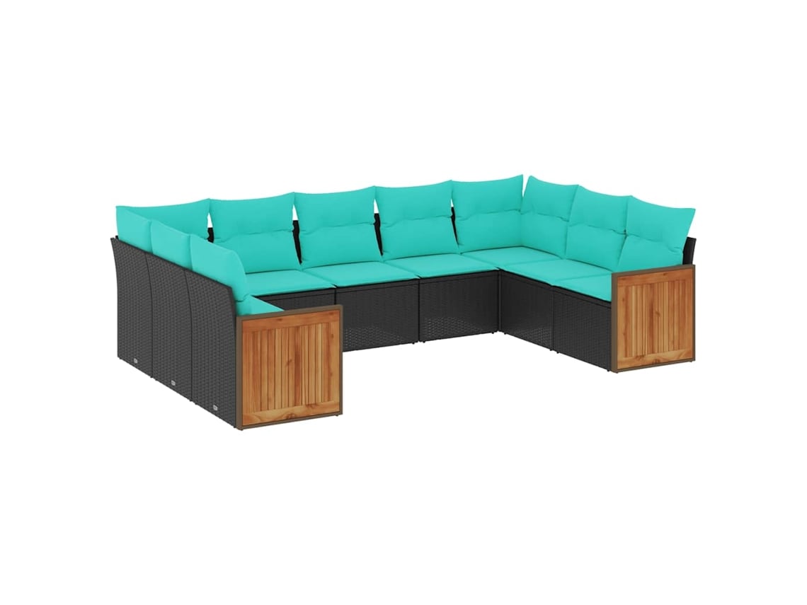 Maison Exclusive - Conjunto De Sofá De Jardín De 9 Piezas Con Cojines, De Poliratán Negro