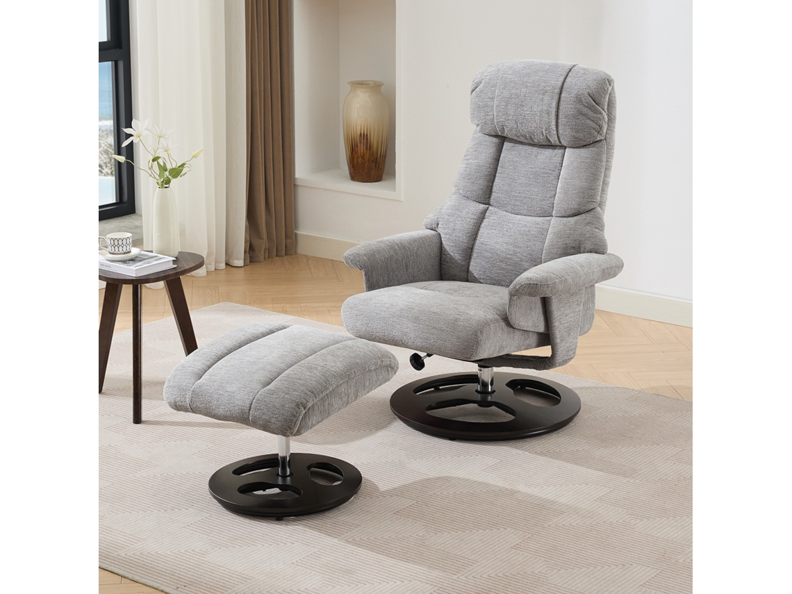 Sillón De Masaje Con Calefacción, Reclinable 360°, De Chenilla, Color Gris.