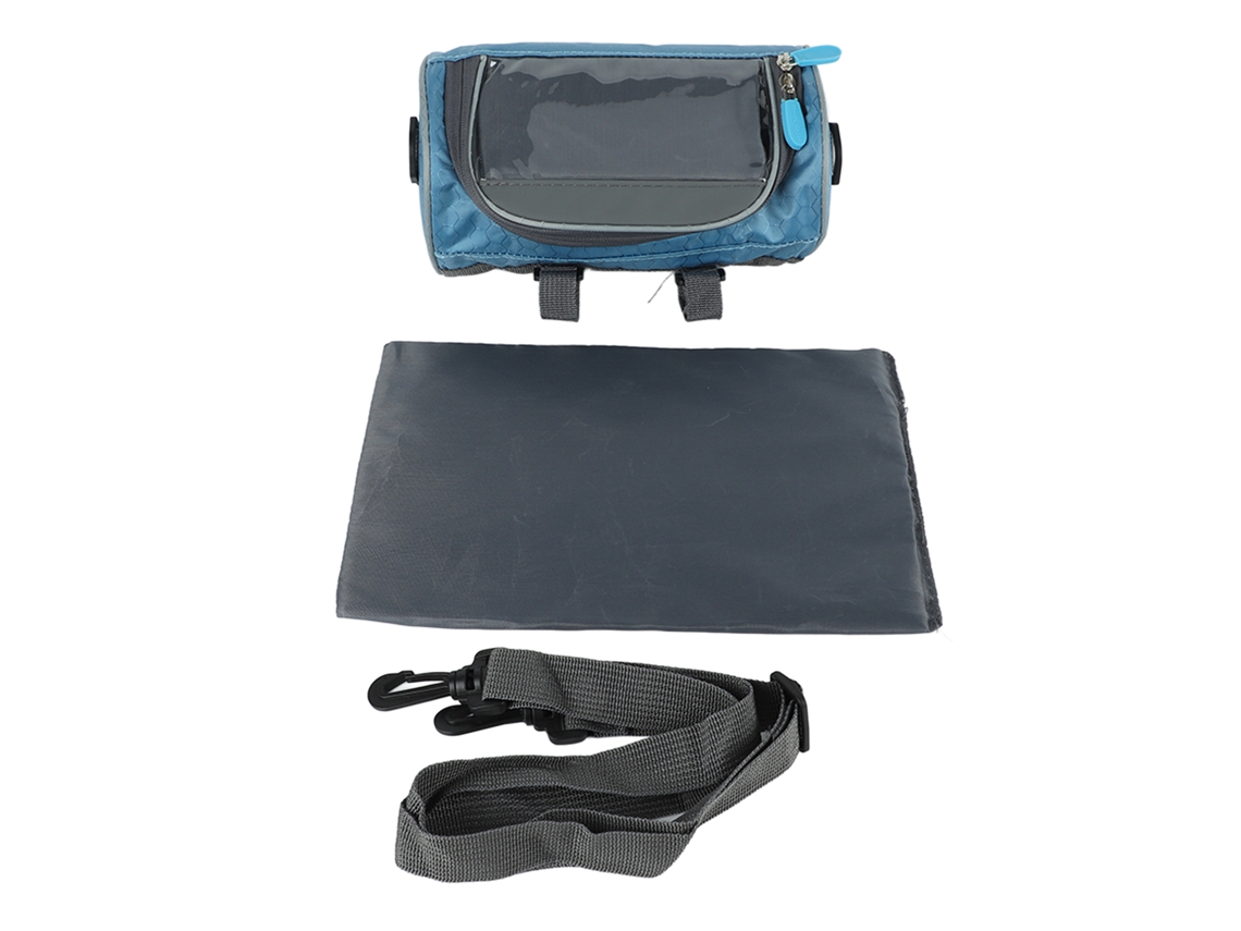 Bolsa Impermeable Para Manillar De Bicicleta Con Correa Ajustable Almacenamiento Delantero Para Teléfono Móvil Azul