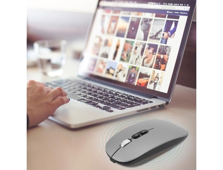 HURRISE Ratón Óptico Ergonómico Recargable Inalámbrico De 2,4 GHz para Oficina En Casa Gris