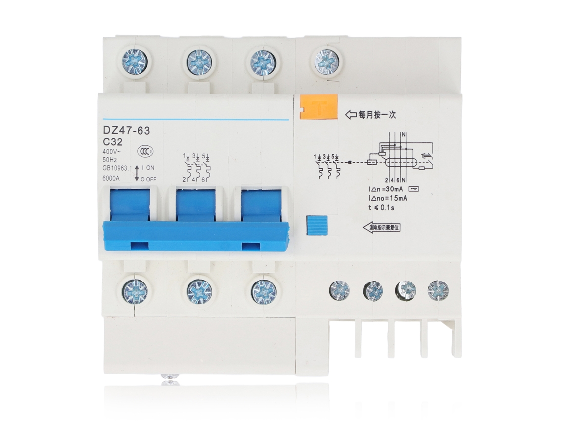 Disyuntor Miniatura 3p+n 32a 6000a Protección Circuito Ca 400v Din Rail Automático