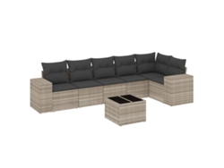 Conjunto de 7 sofás de jardín con cojines, mimbre, gris claro, MAISON EXCLUSIVE (7 piezas)