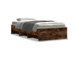 Maison Exclusive - Estructura Cama Sin Colchón Madera Roble Ahumado 75x190 Cm