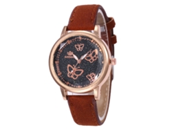 Reloj De Pulsera De Cuero Para Hombre Y Mujer Con Esfera Redonda, Movimiento De Cuarzo, Color Café.