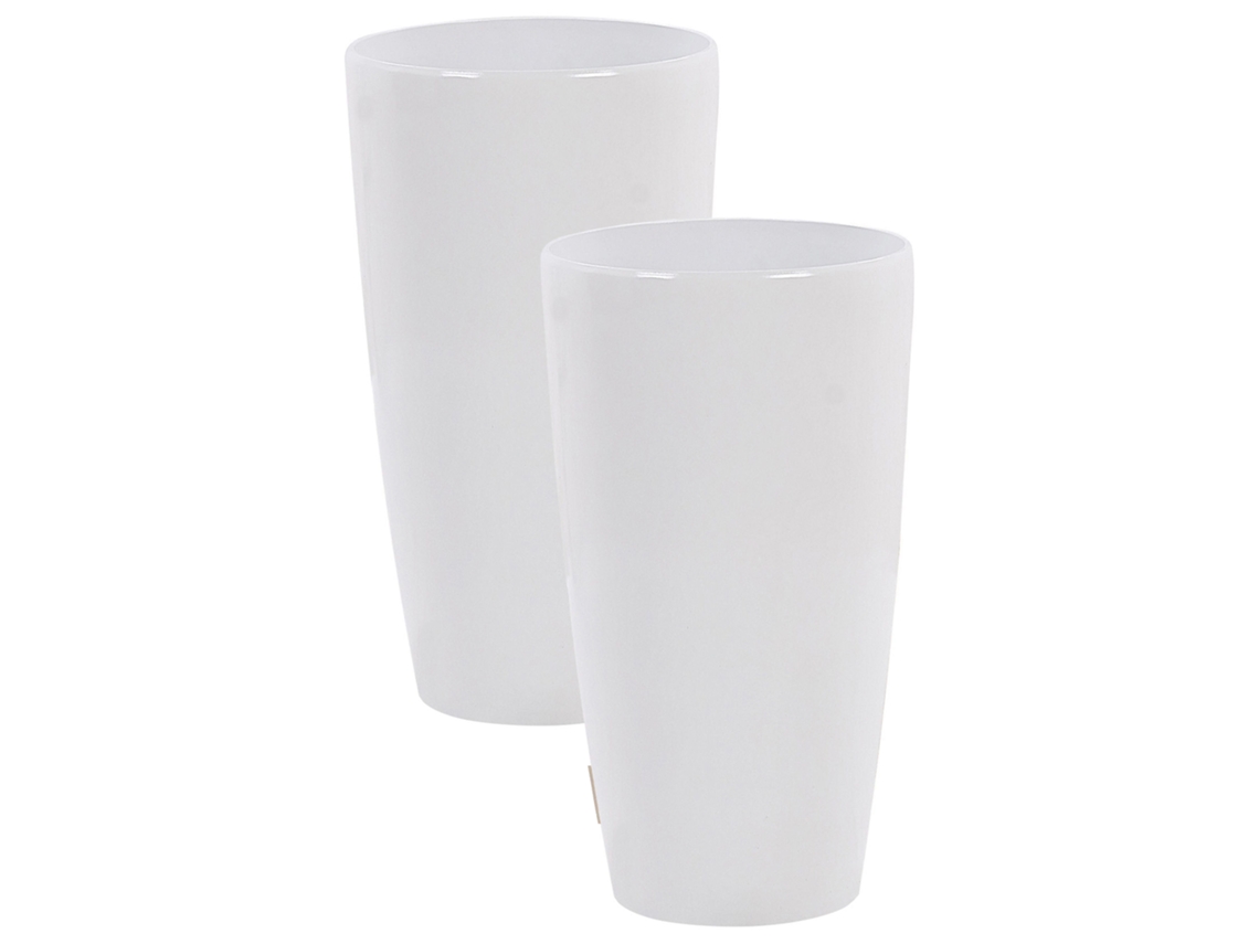 Conjunto de 2 macetas BELIANI Tseria de Mezcla de piedra Blanco 32x32x58