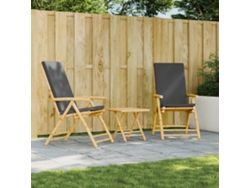 Sillas de jardín plegables/reclinables de bambú DKD Home Decor con cojines, 2 unidades
