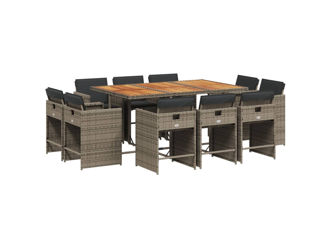 Maison Exclusive - Set De Comedor De Jardín 11 Pzas Y Cojines Ratán Sintético Gris