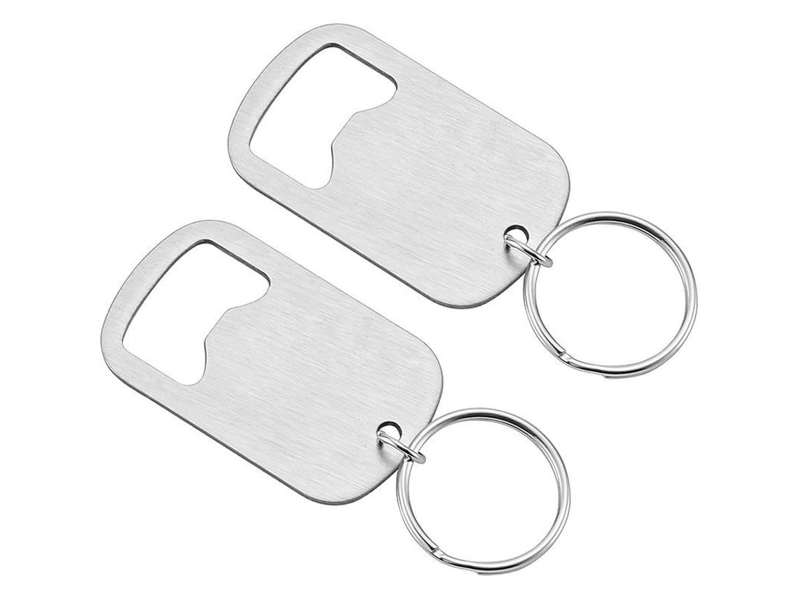 Abrebotellas De Acero Inoxidable Portátil Con Llavero Pequeño Duradero 2 Piezas Color Plata