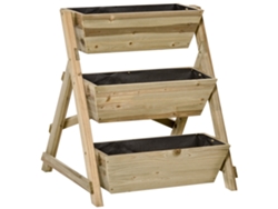 Macetero Elevado Outsunny Con Escalera Y 3 Estantes, 71x61x77cm