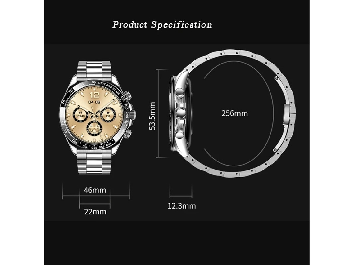 Reloj inteligente con llamadas Bluetooth, botón giratorio, monitor de frecuencia cardíaca y presión arterial, plateado, Yizhood