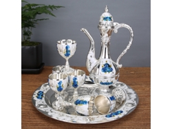 Juego De Vino (plata, Blanco Y Azul), Decoración Para El Hogar Estilo Corte