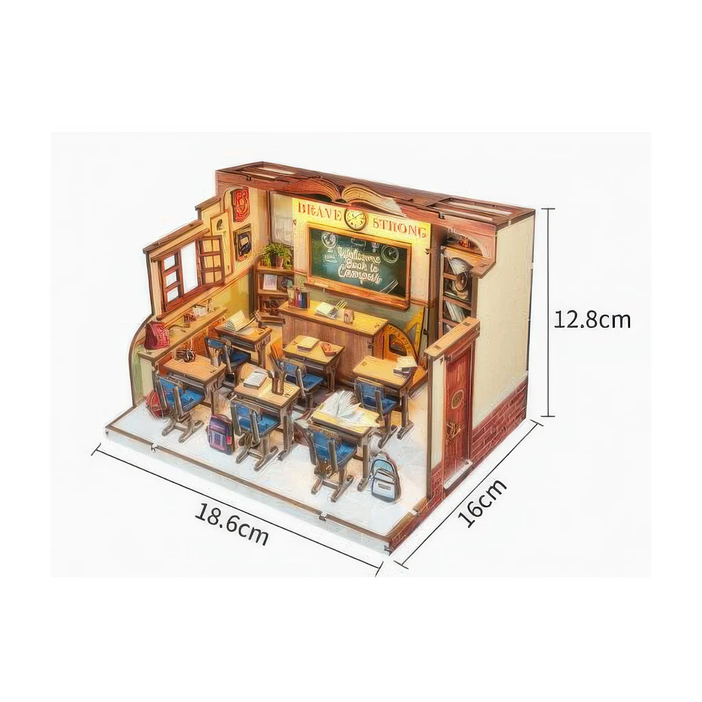 Kit De Bricolaje De Casa De Muñecas De Madera 3d "era Estudiantil"