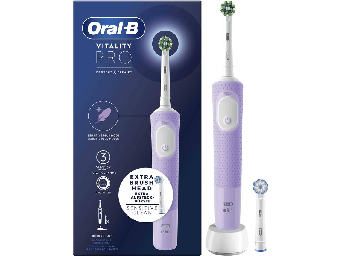 Cepillo de Dientes Eléctrico ORAL B Vitality Pro Blanco y Purpura