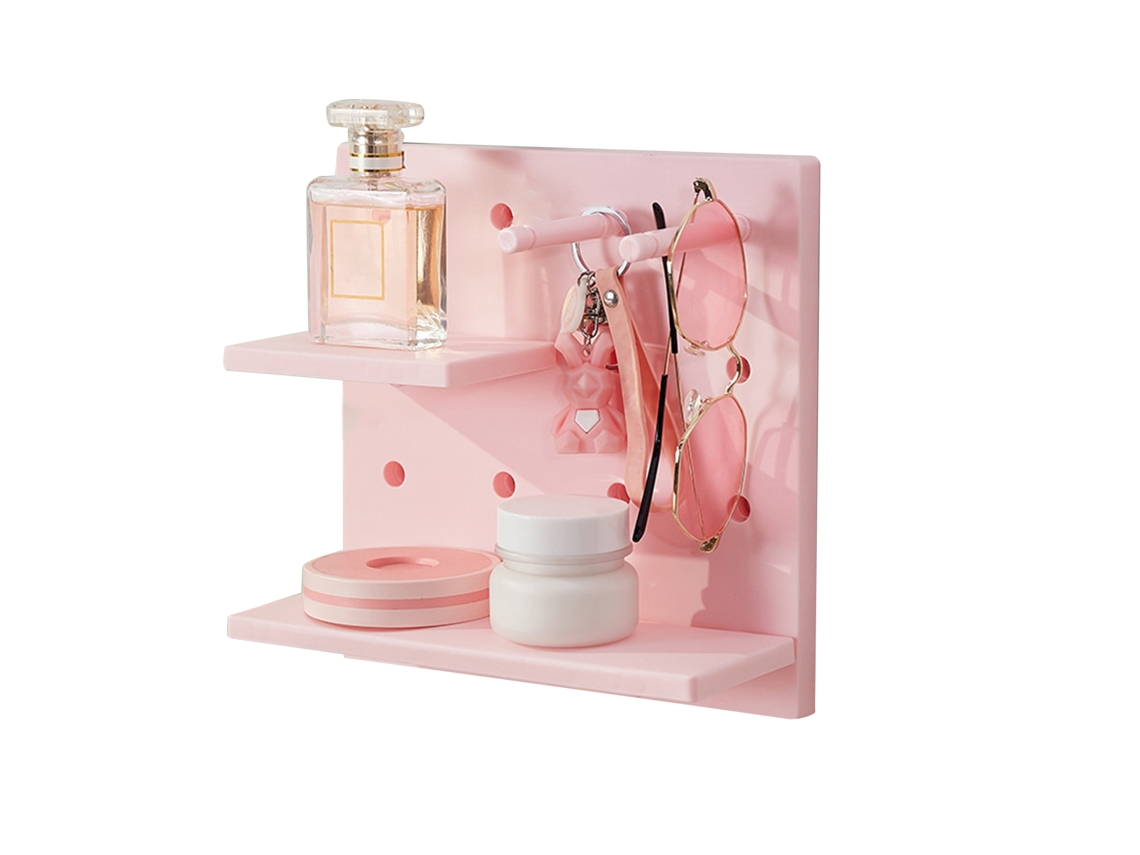 Organizador de pared multifuncional sin agujeros en color rosa muñeca