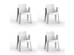 Set 4 Sillas Con Brazos Interior, Exterior Blanco Play Garbar