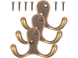 Juego de 3 ganchos de pared de cobre antiguo CHABERLU