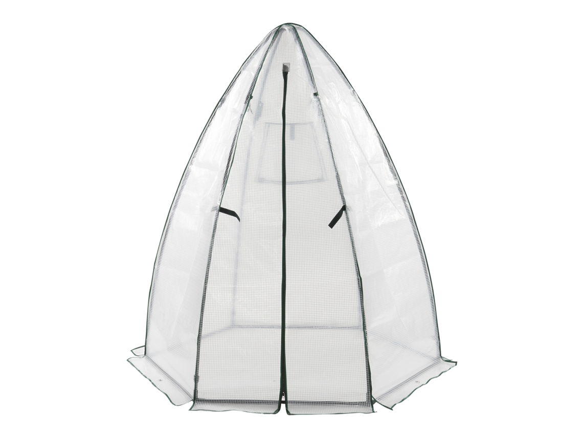 Invernadero de lámina exterior Hunze con cremallera acero y cubierta PE 183 x Ø 160 cm - Blanco [EN.CASA]