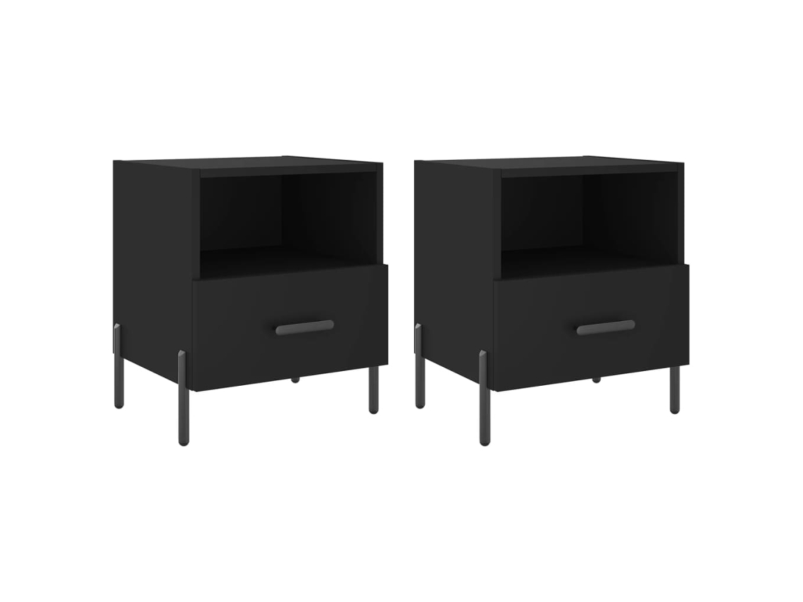Juego de 2 mesitas de noche negras MAISON EXCLUSIVE Derivados de madera 40x35x47,5 cm