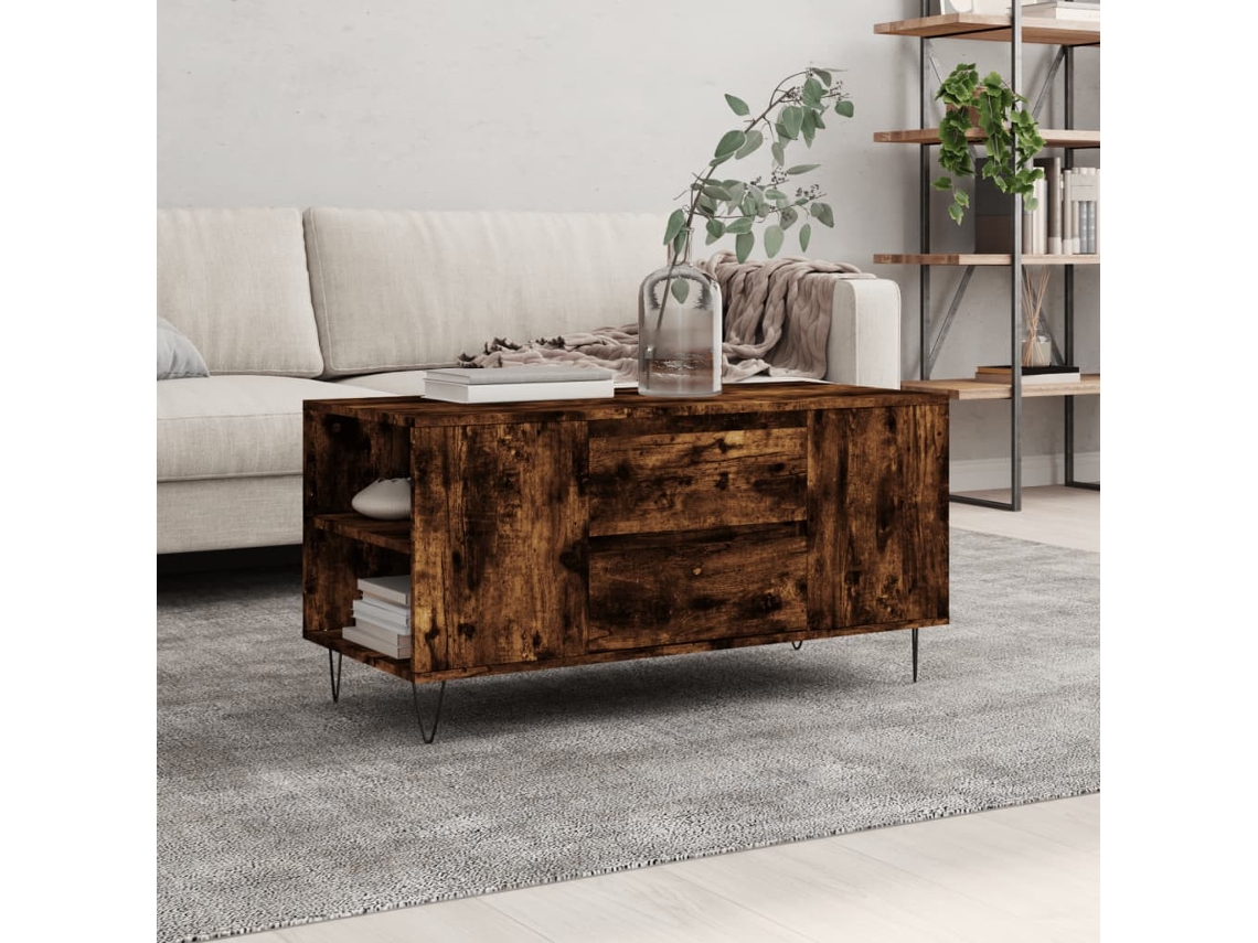 Mesa de centro fabricada con derivados de madera de roble ahumado HARLANV1