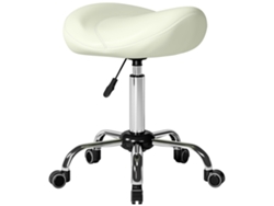 Silla De Montar Con Ruedas Ajustables, De Piel Sintética Color Crema Blanco.