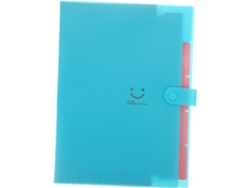 Pasta Sanfonada A4 Com 5 Compartimentos, Azul, Organizador De Documentos Resistente Para Escritório E Viagens