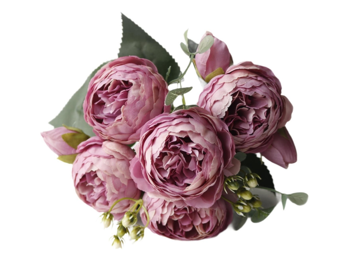 Ramo de novia artificial, rosas artificiales, rosas violetas slowmoose