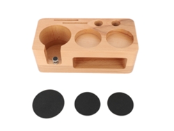 Soporte para cafetera de émbolo de madera de haya con portafiltro de 51 mm estable y compatible.