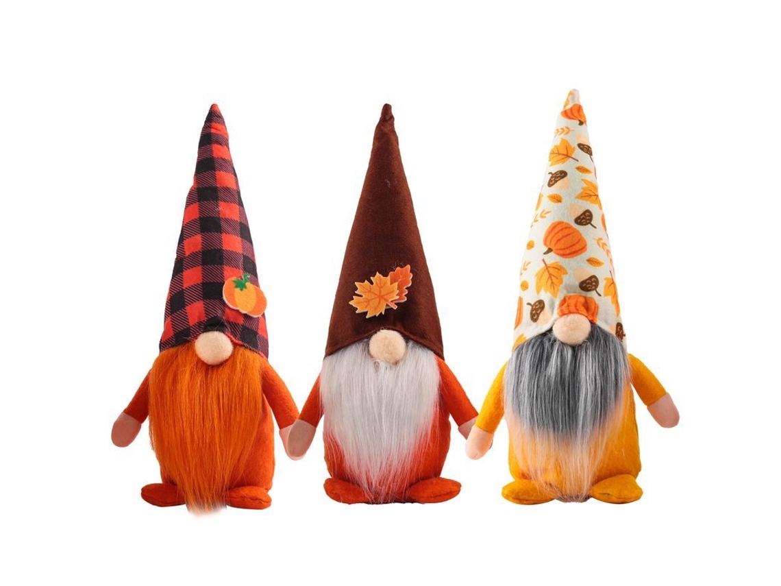 3 Gnomo Enano Sin Rostro Calabaza Hoja De Arce Navidad Otoño Acción De Gracias