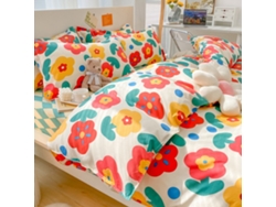 2026-set De Cama 4 Piezas De Algodón Suave Y Transpirable Estilo Simple Para Dormitorio Completo