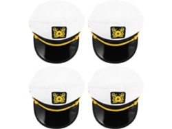 Juego De 4 Gorras De Capitán Blancas Para Adultos, Gorra De Disfraz De La Marina Bordada, Talla