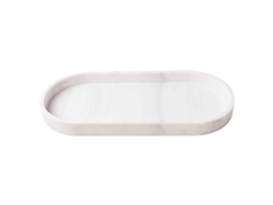 Bandeja sanitaria ovalada irrompible para cosméticos y velas, de gel de sílice, fácil de limpiar, reutilizable, 25 x 11 cm, color blanco